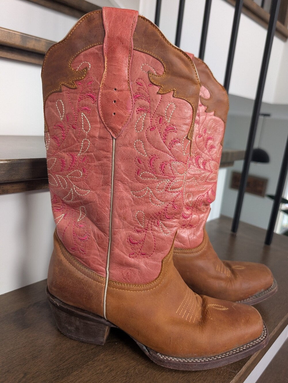 Women's Leather Western Pink Boots